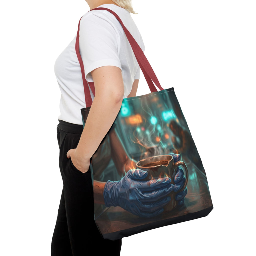 Cold Hands Warm Cup Tote Bag - Cozy Noir Diner Book Bag