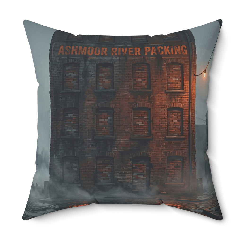Ashmoor River Packing Throw Pillow - Gothic Industrial Accent Cushion