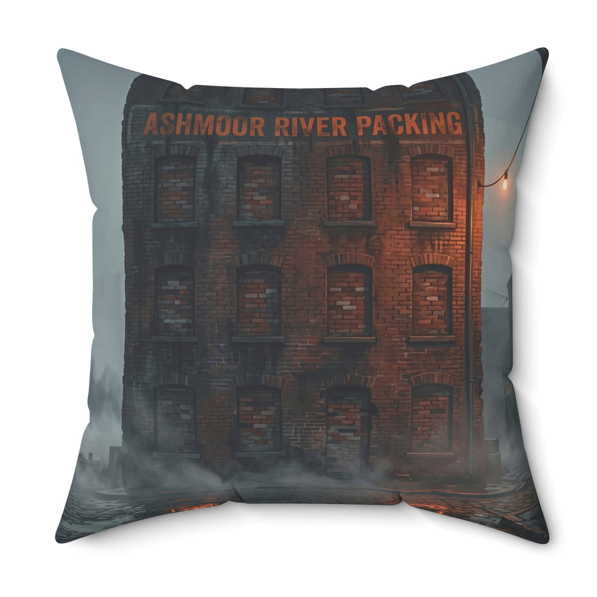 Ashmoor River Packing Throw Pillow - Gothic Industrial Accent Cushion