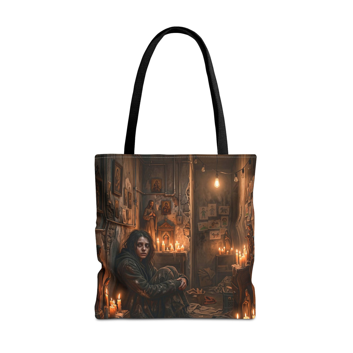 Candlelit Vigil Tote Bag - Gothic Shrine Dark Romance Book Bag