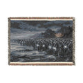 Lantern-Lit Coastal Woven Blanket — Gothic Shore Night Throw