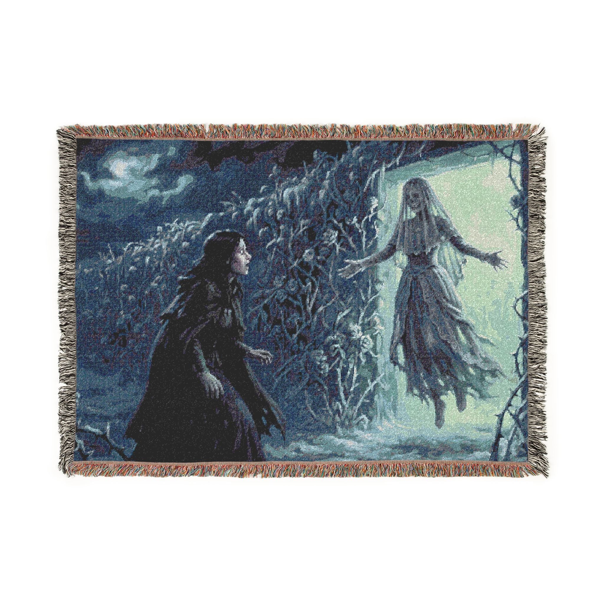 Gothic Mirror Woven Blanket — Haunting Phantom Reflection Throw