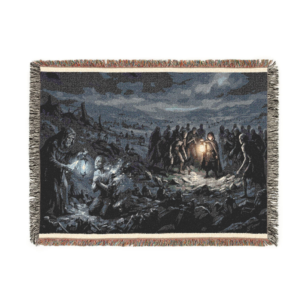 Lantern Night Woven Blanket — Gothic Forest Cozy Throw