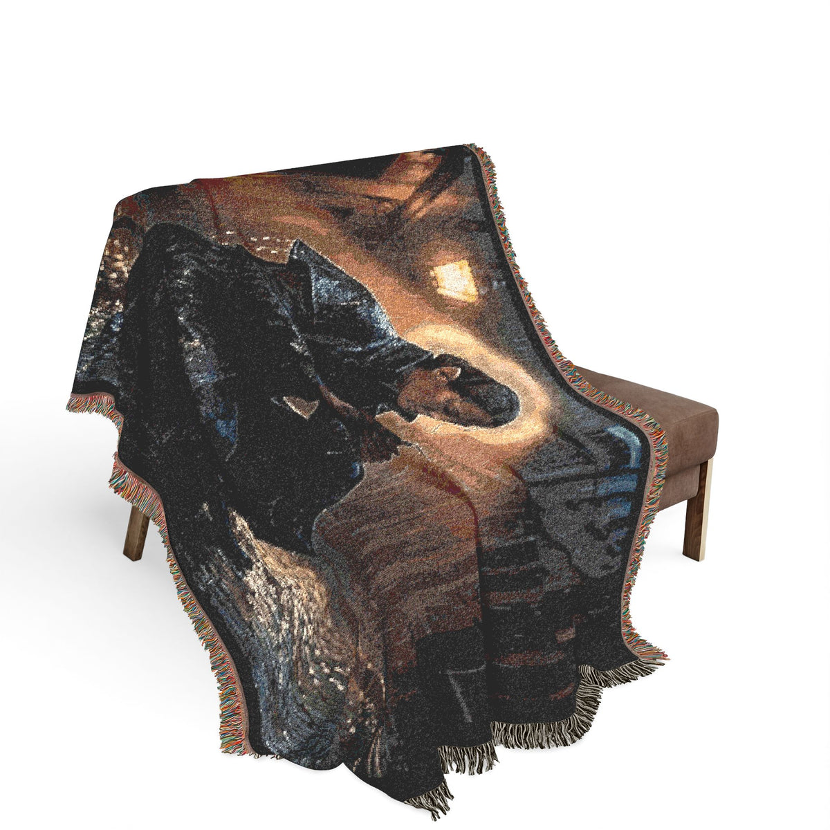 Sable in the Rain Woven Blanket — Cozy Night Reader Throw