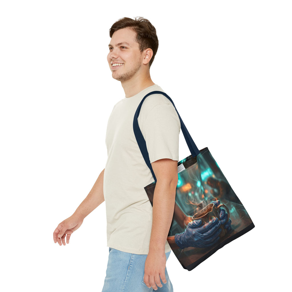 Cold Hands Warm Cup Tote Bag - Cozy Noir Diner Book Bag