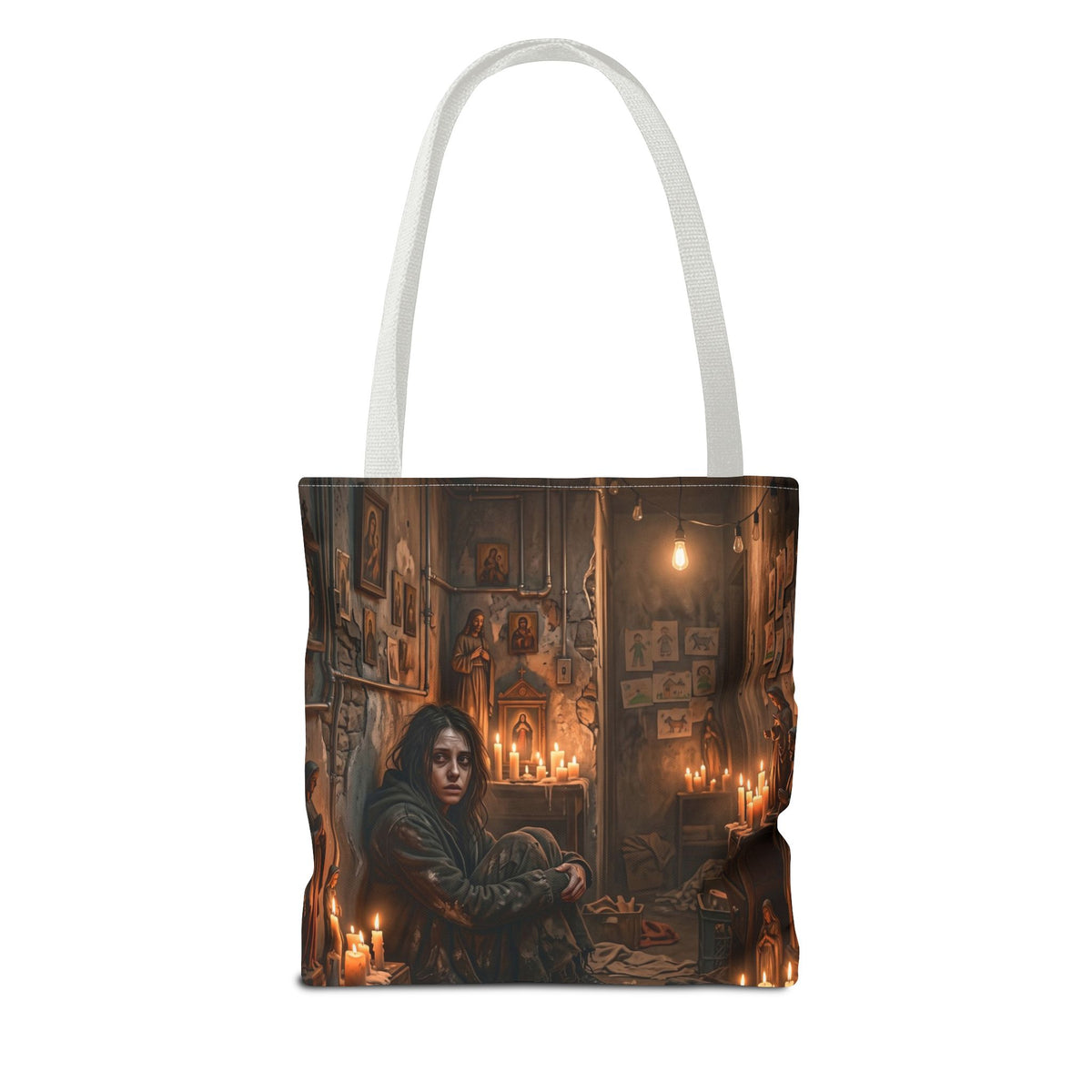 Candlelit Vigil Tote Bag - Gothic Shrine Dark Romance Book Bag