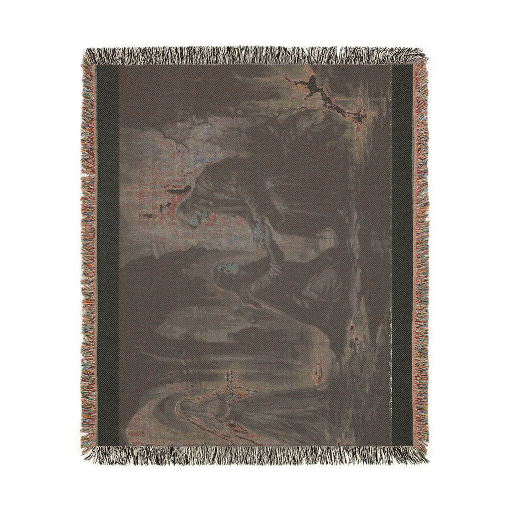 Woven Blanket - Gothic Cloister Scene Tapestry Throw (Medieval Prayer Artwork)