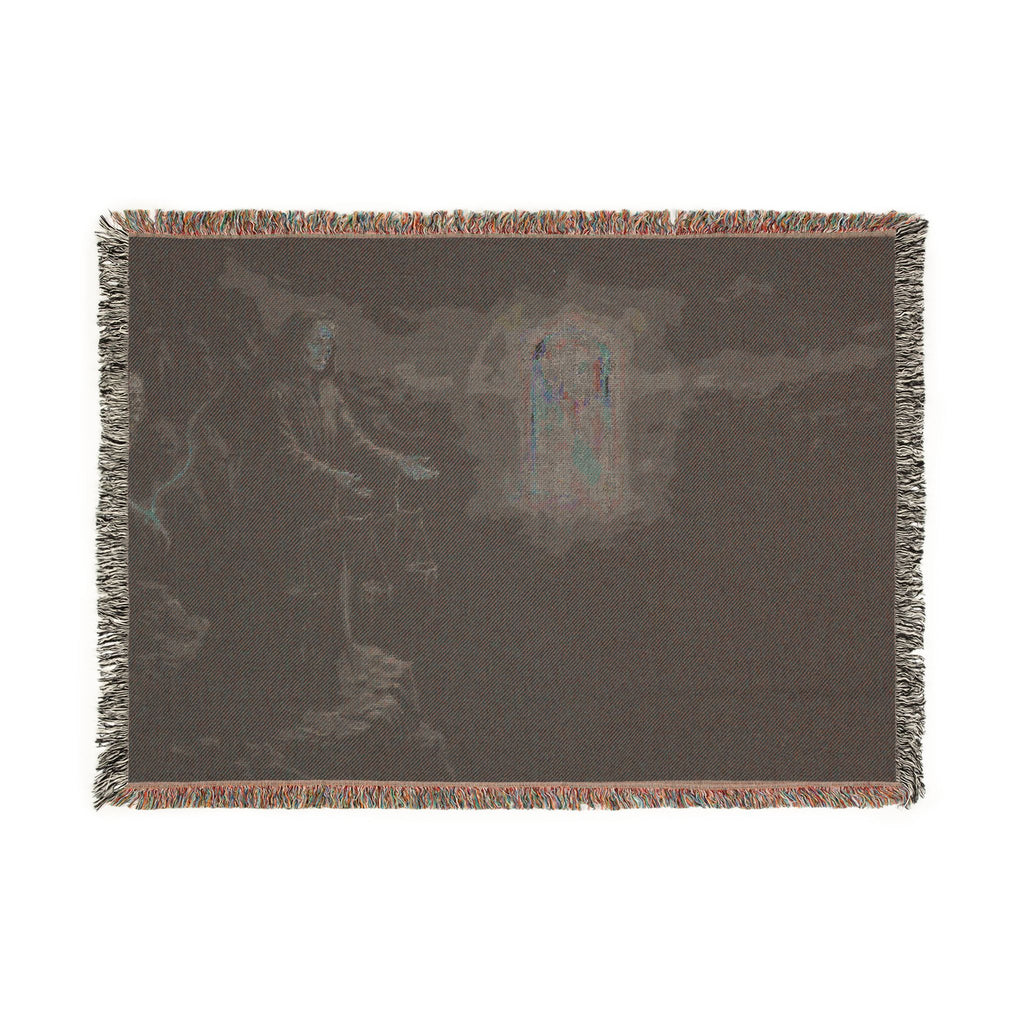 Gothic Tarot Woven Blanket — Mystic Doorway & Seer Throw
