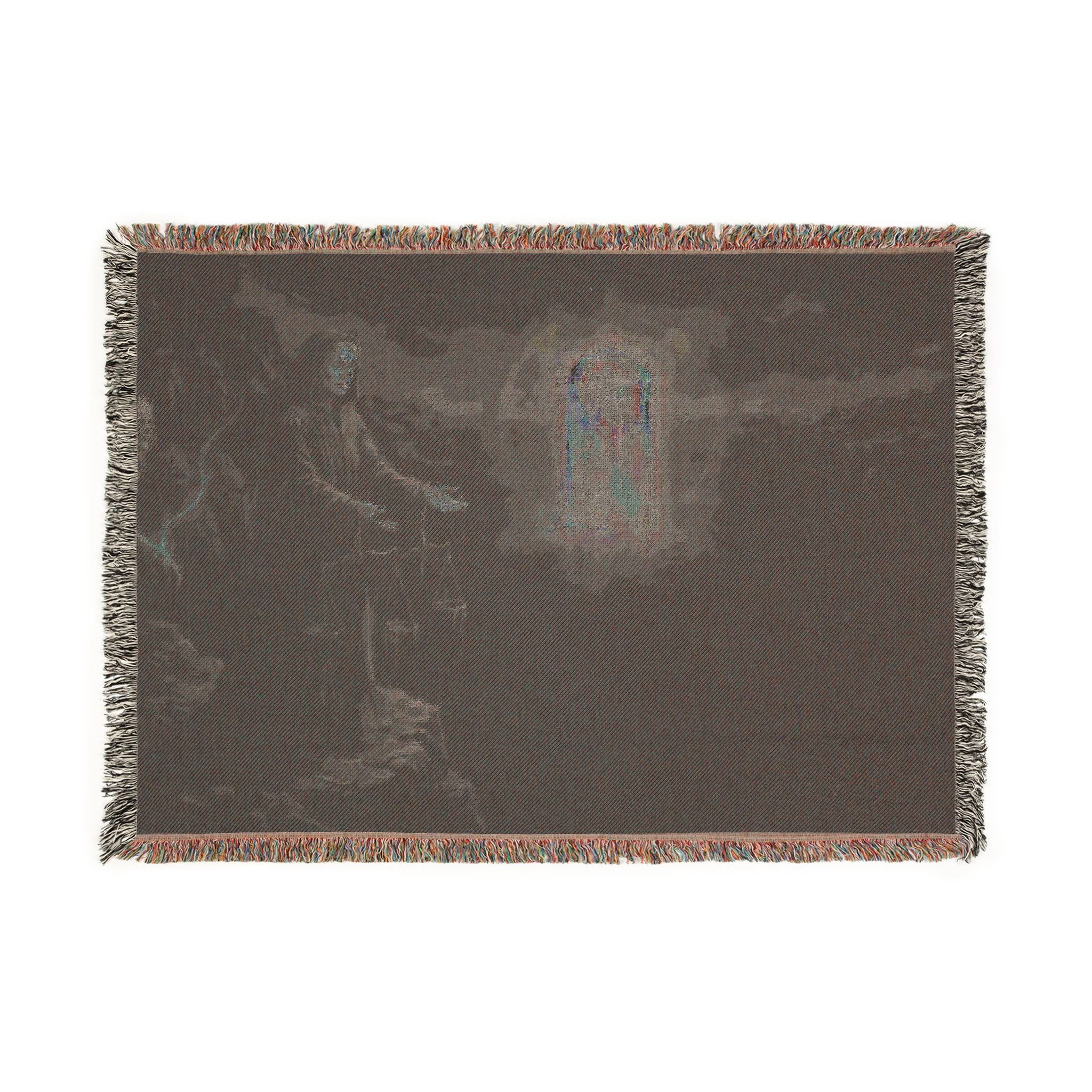 Gothic Tarot Woven Blanket — Mystic Doorway & Seer Throw