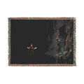Night Forest Woven Blanket — Cozy Dark Woodland Throw with Subtle Lantern Glow