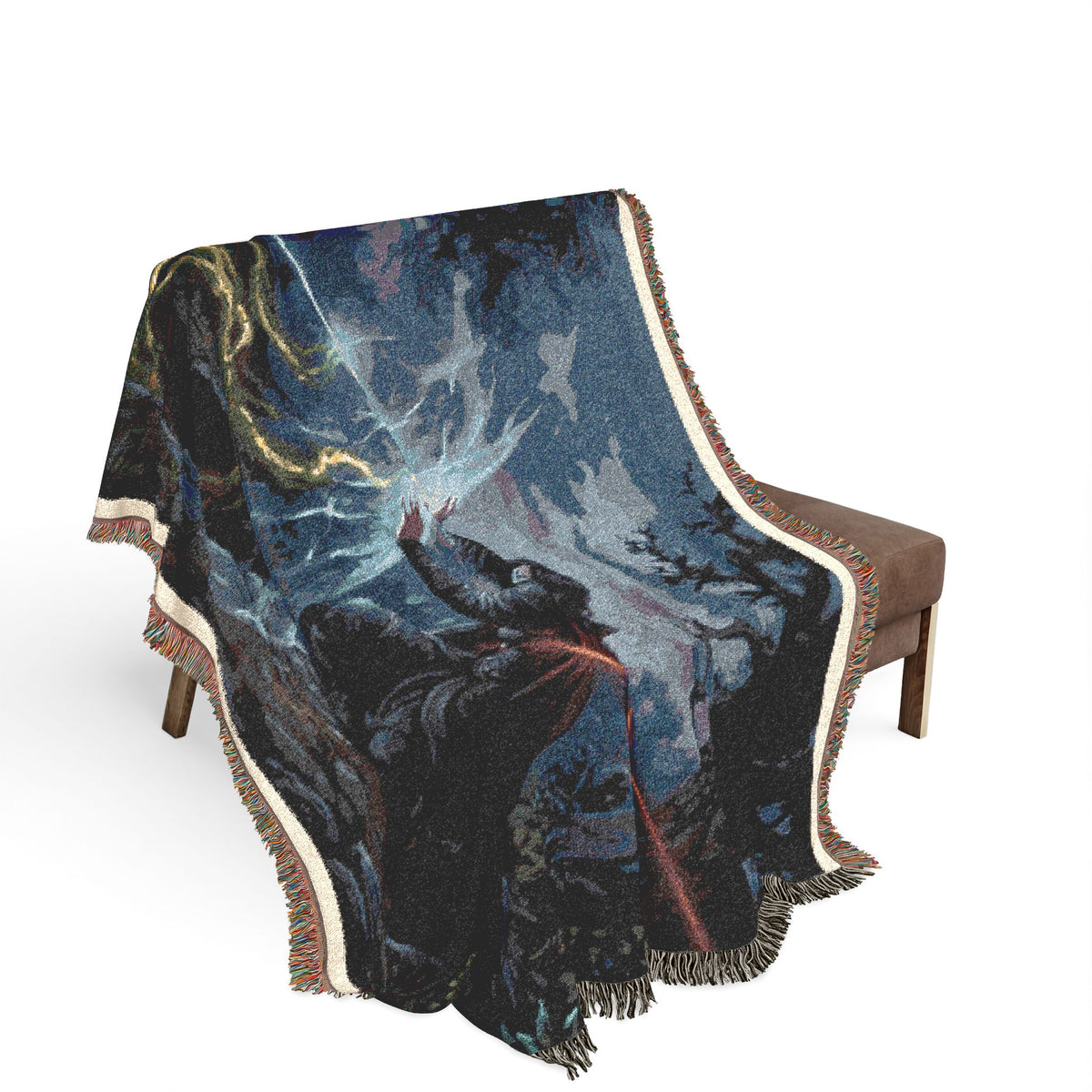 Dragon Knight Woven Blanket – Fantasy Battle Tapestry Throw