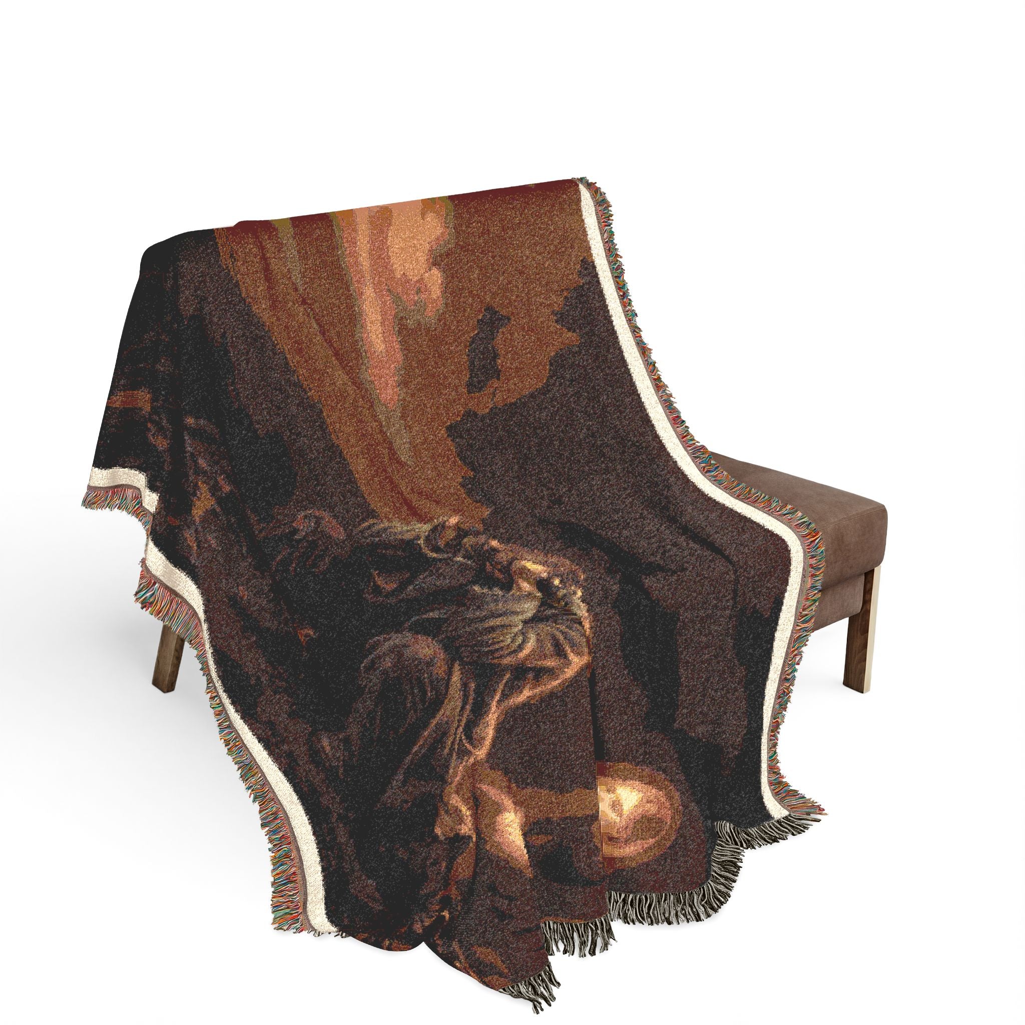 Mystic Night Woven Blanket — Surreal Moonlit Landscape Throw