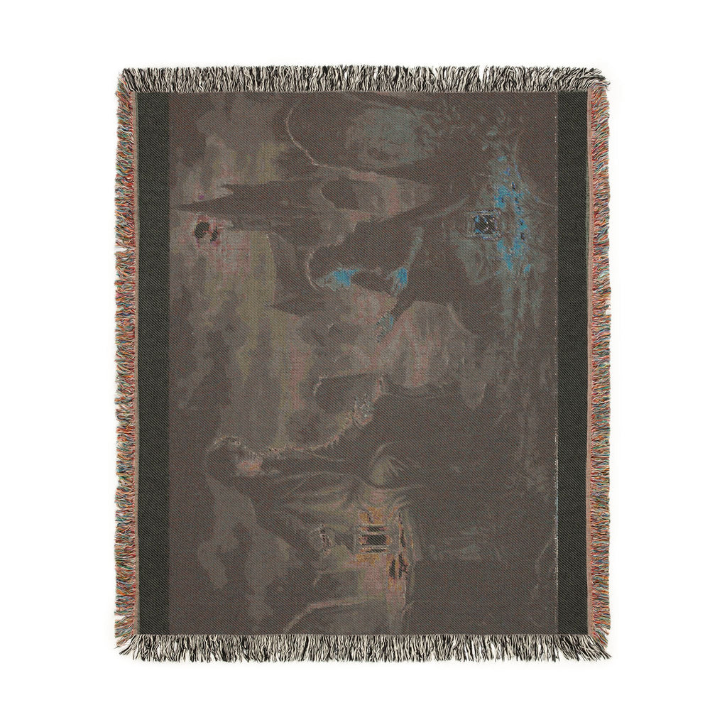 Gothic Night Woven Blanket — Moonlit Cemetery Scene Throw