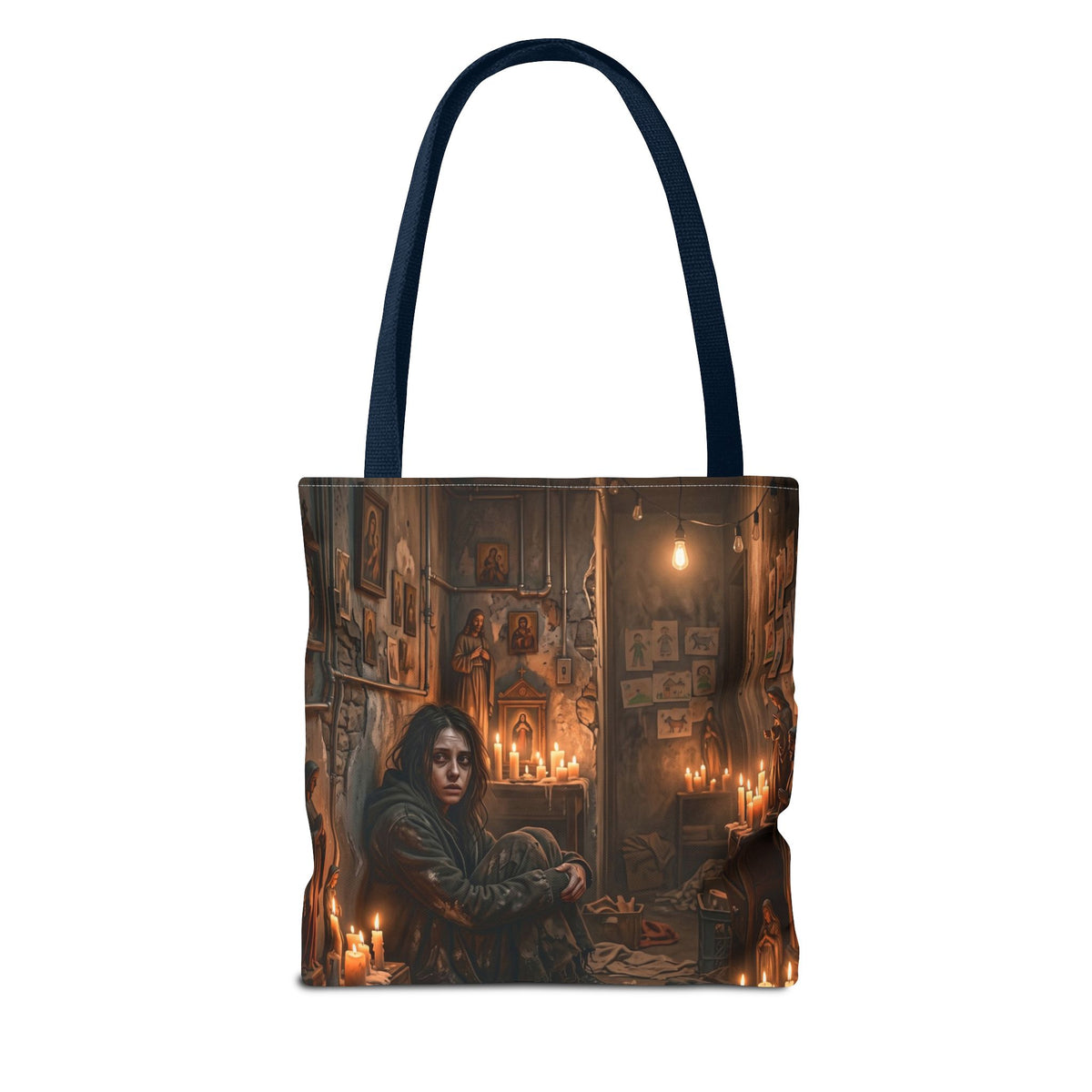Candlelit Vigil Tote Bag - Gothic Shrine Dark Romance Book Bag