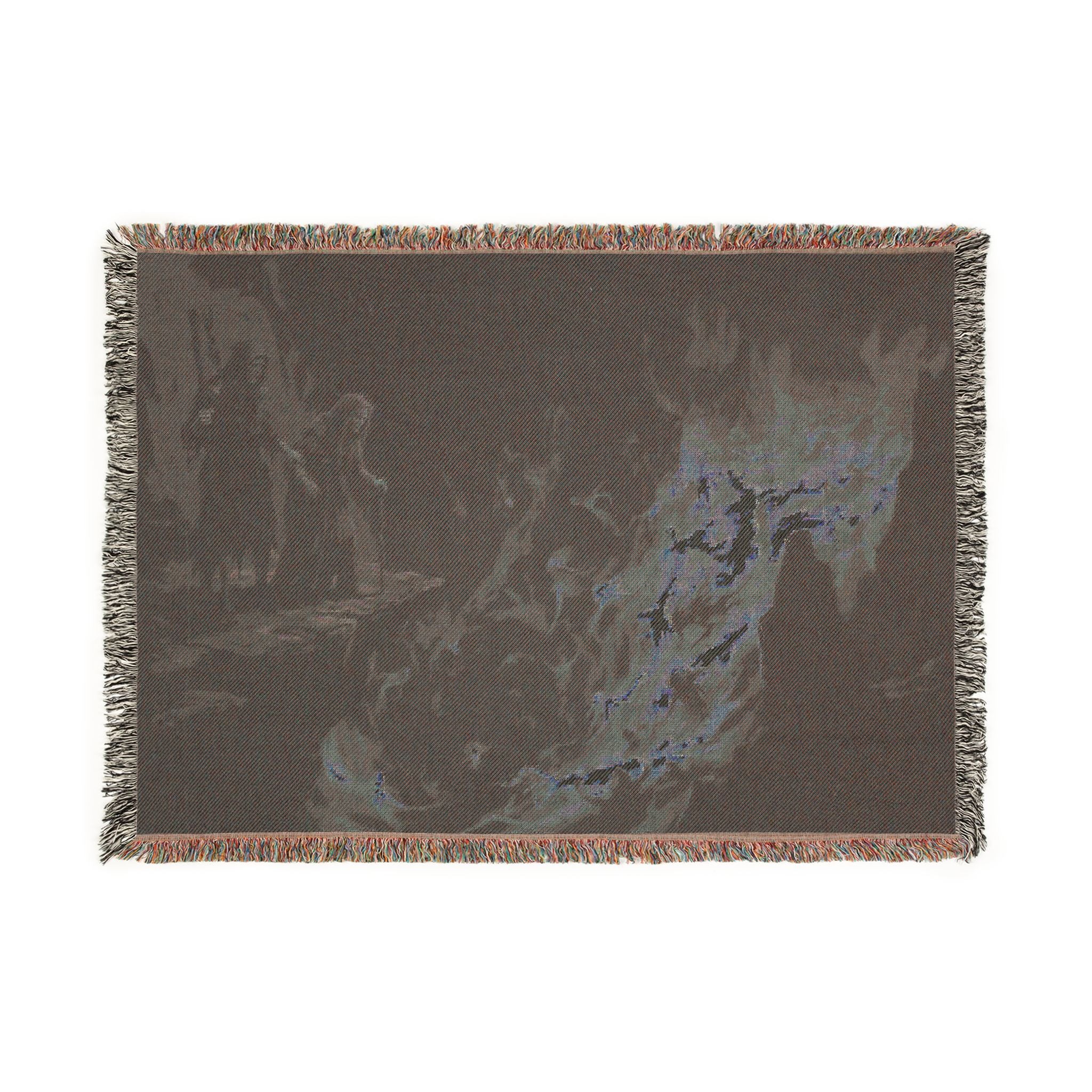 Fire and Smoke Woven Blanket — Dramatic Abstract Fireplace Throw