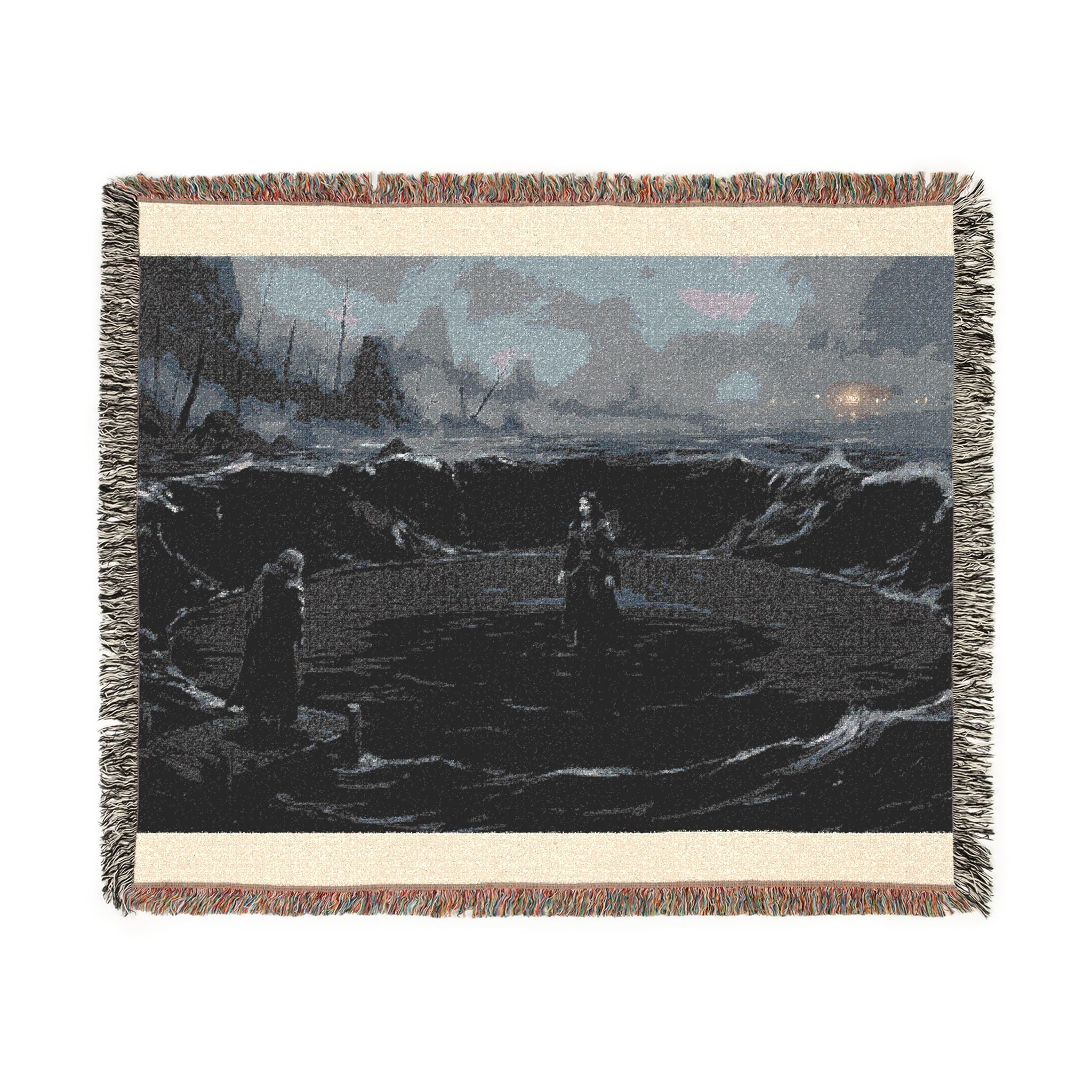 Ocean Night Woven Blanket — Moody Seascape Throw for Coastal Decor & Gift