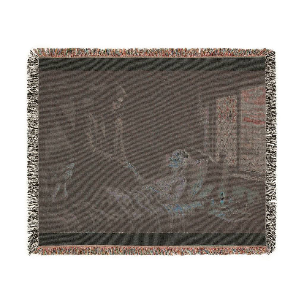 Candlelit Victorian Woven Blanket — Gothic Literary Throw