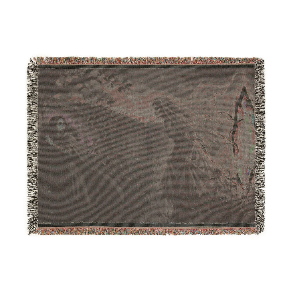 Midnight Ink Woven Blanket — Occult Mystic Tapestry Throw