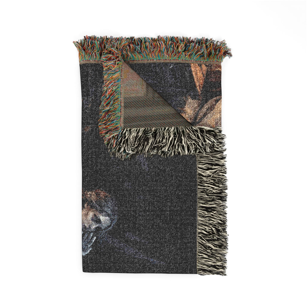 Candlelit Interior Woven Blanket — Victorian Dark Romance Throw