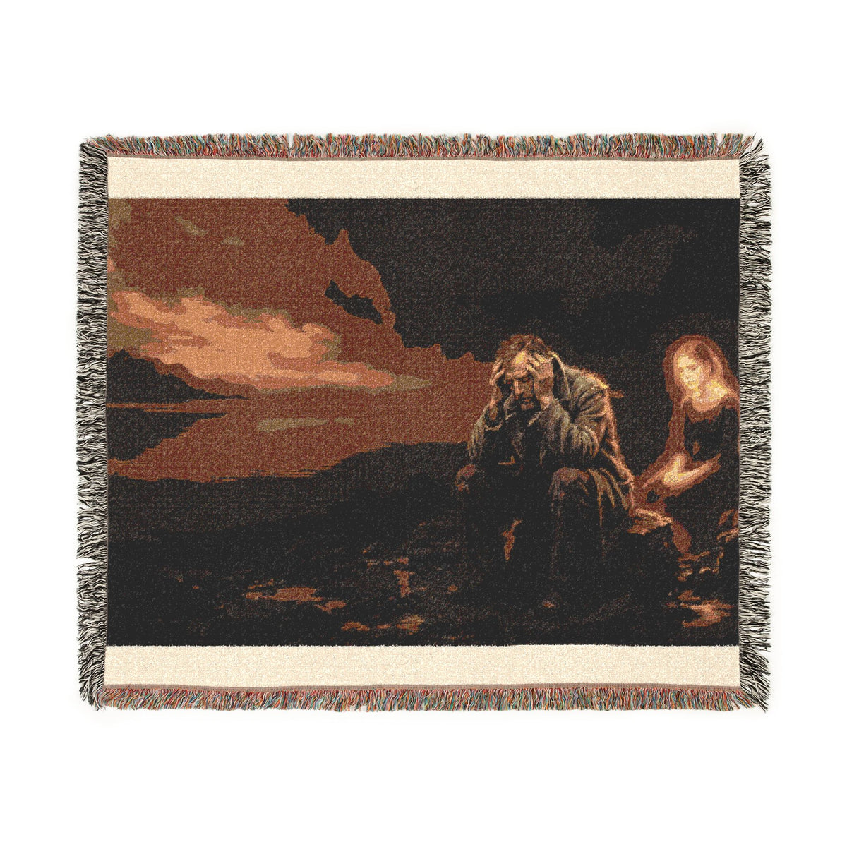 Mystic Night Woven Blanket — Surreal Moonlit Landscape Throw
