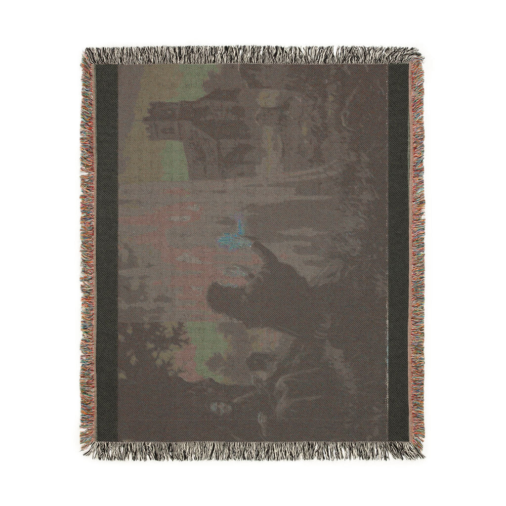 Woven Blanket - Gothic Lantern Night Scene Throw Blanket
