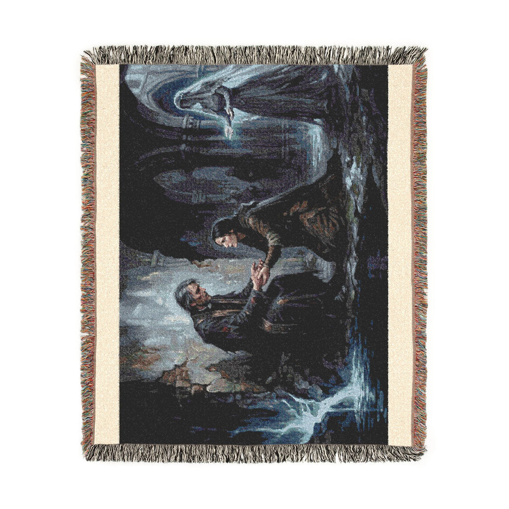 Woven Blanket - Gothic Cloister Scene Tapestry Throw (Medieval Prayer Artwork)