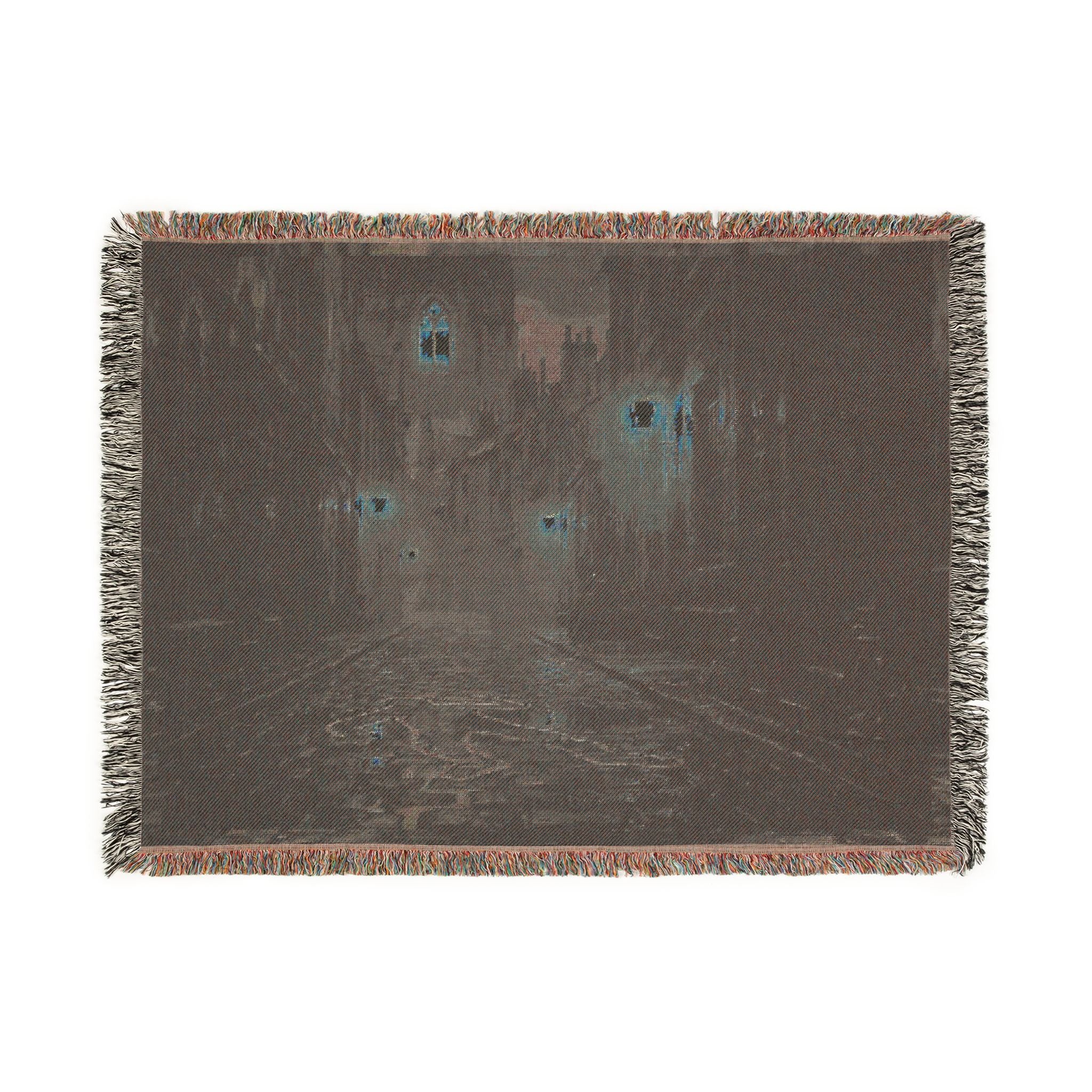 Candlelit Church Path Woven Blanket — Quiet Evening Prayer Throw
