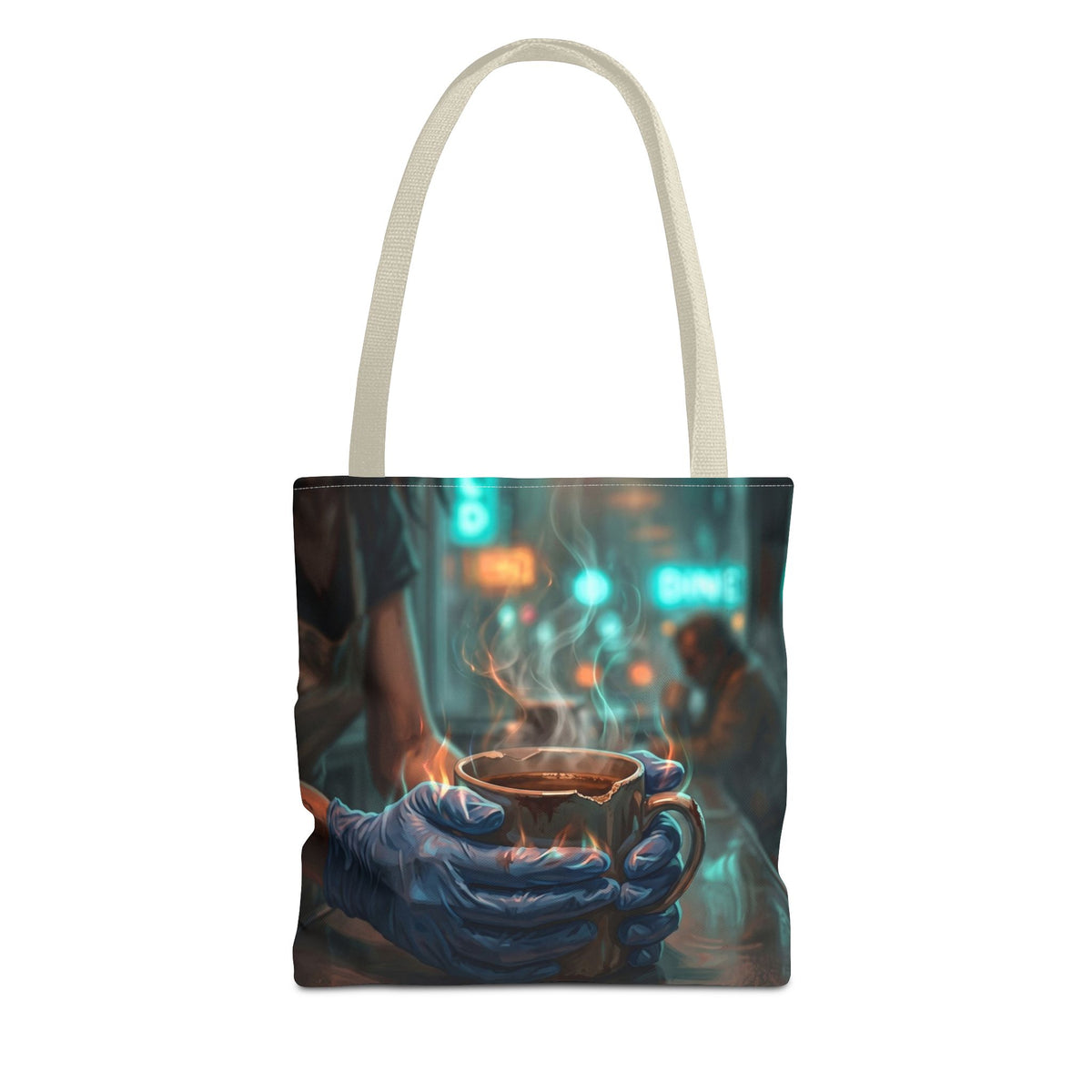Cold Hands Warm Cup Tote Bag - Cozy Noir Diner Book Bag