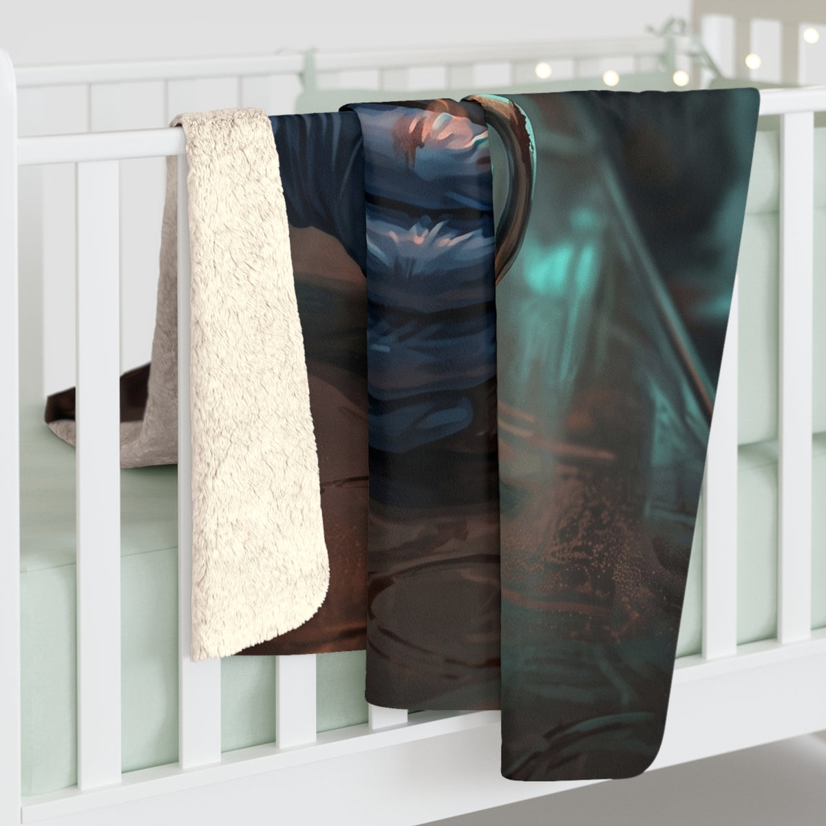 Cold Hands Warm Cup Sherpa Fleece Blanket - Cozy Noir Diner Throw