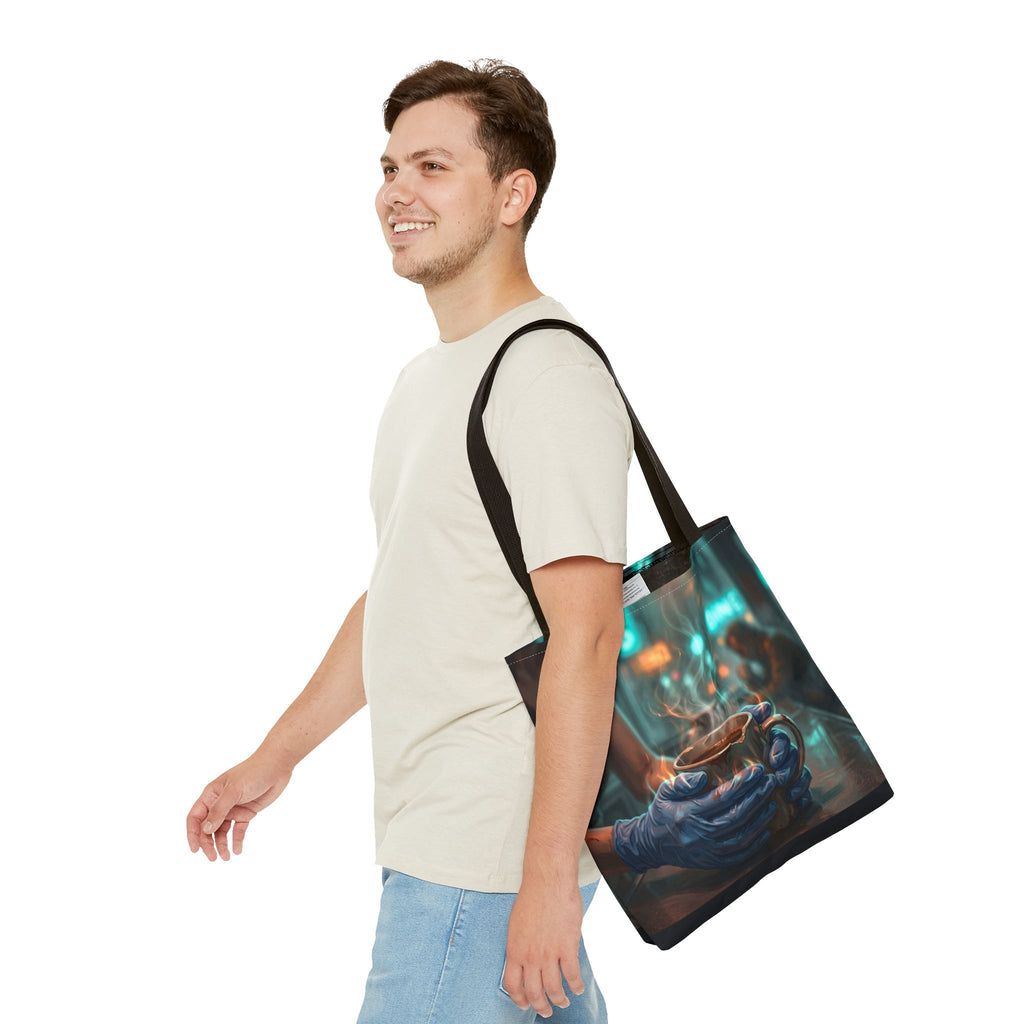 Cold Hands Warm Cup Tote Bag - Cozy Noir Diner Book Bag