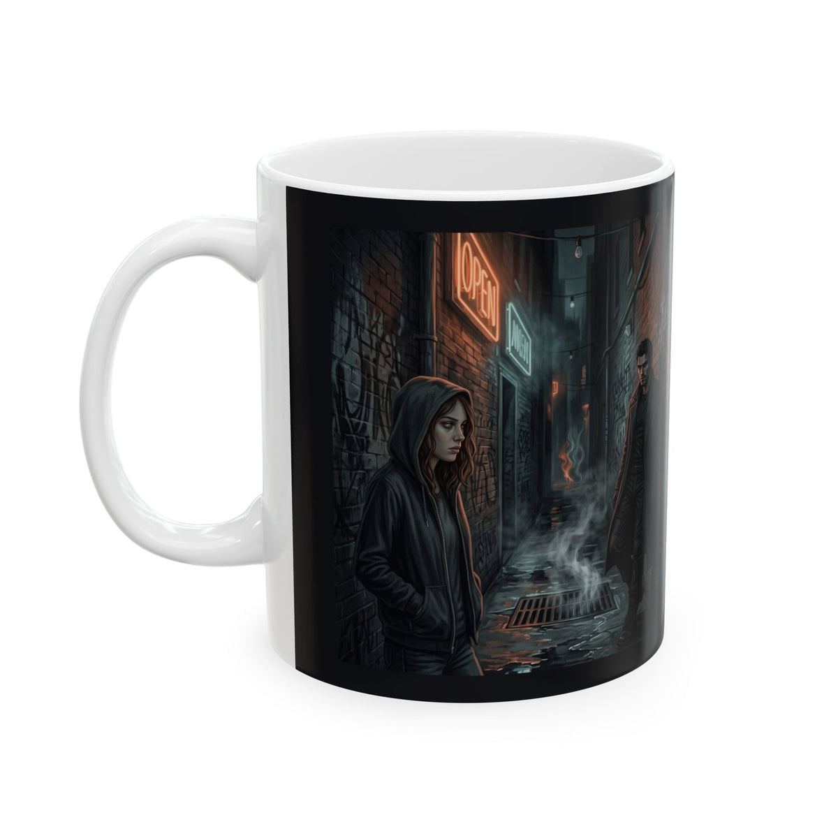 The Hunters Alley Ceramic Mug - Neon Noir Dark Romance Coffee Cup