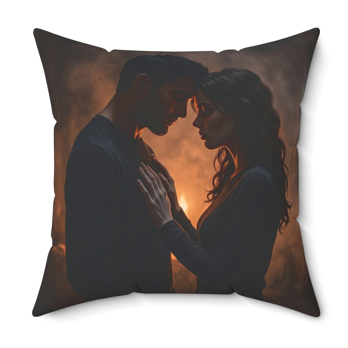 Two Shadows One Flame Throw Pillow - Dark Romance Accent Cushion