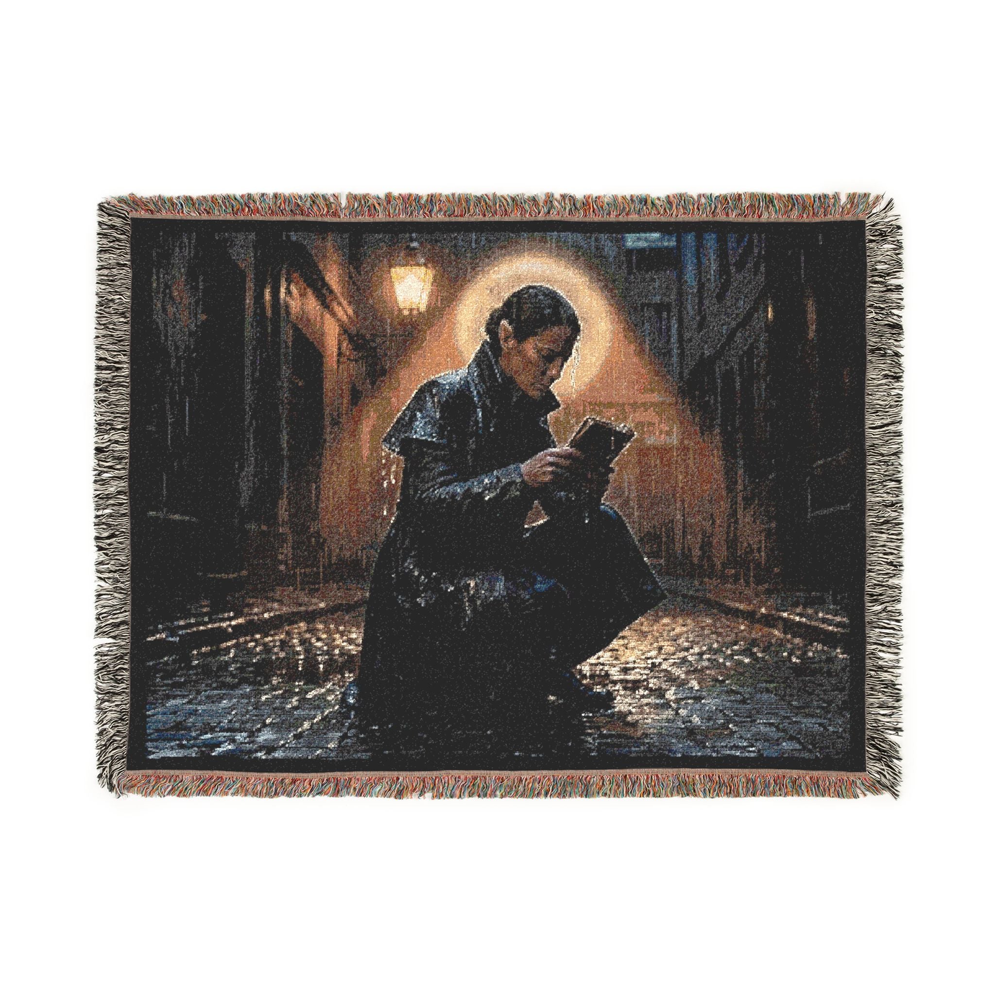 Sable in the Rain Woven Blanket — Cozy Night Reader Throw