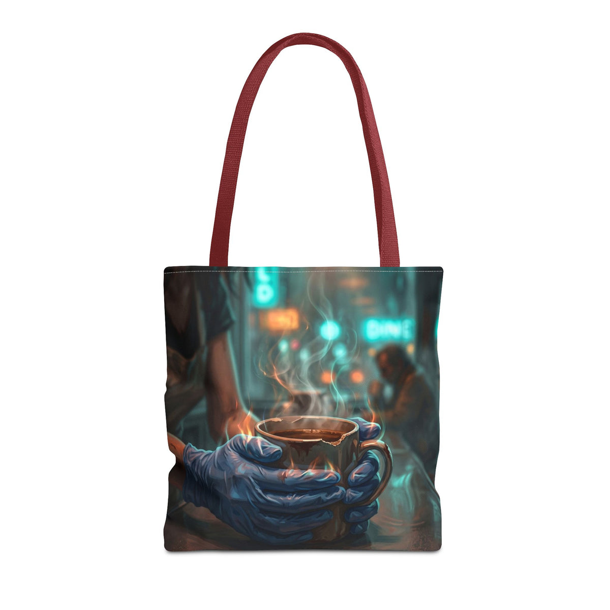 Cold Hands Warm Cup Tote Bag - Cozy Noir Diner Book Bag