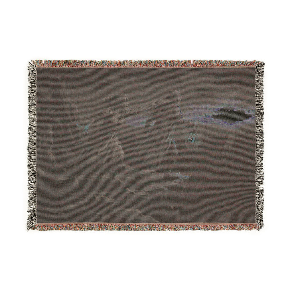 Grim Reaper Lantern Woven Blanket — Gothic Dark Fantasy Throw