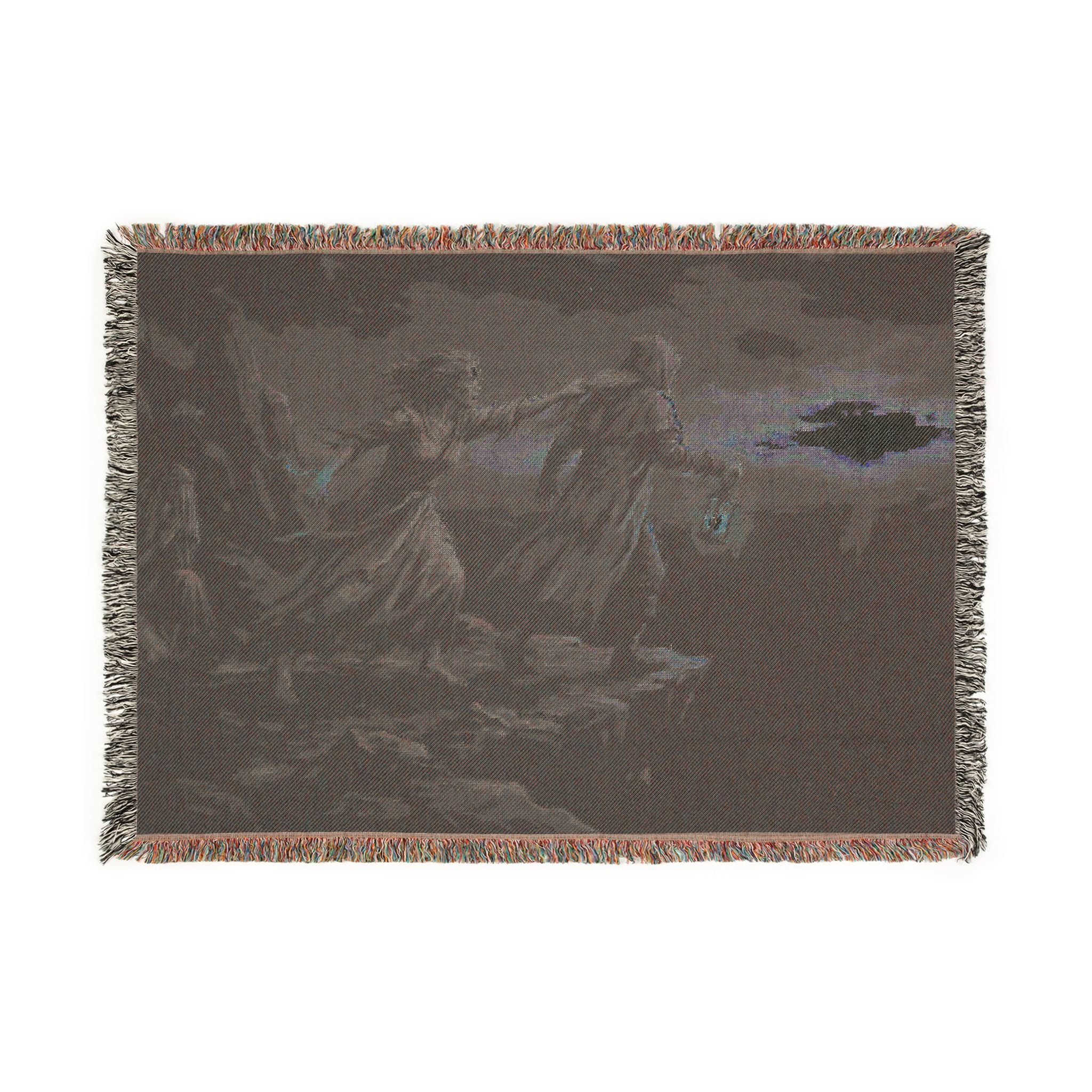 Grim Reaper Lantern Woven Blanket — Gothic Dark Fantasy Throw