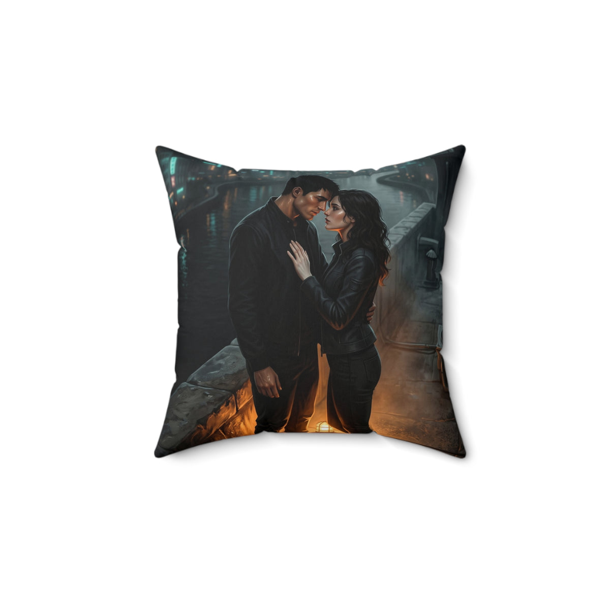 Rooftop Vow Throw Pillow - Dark Fantasy Romance Accent Cushion
