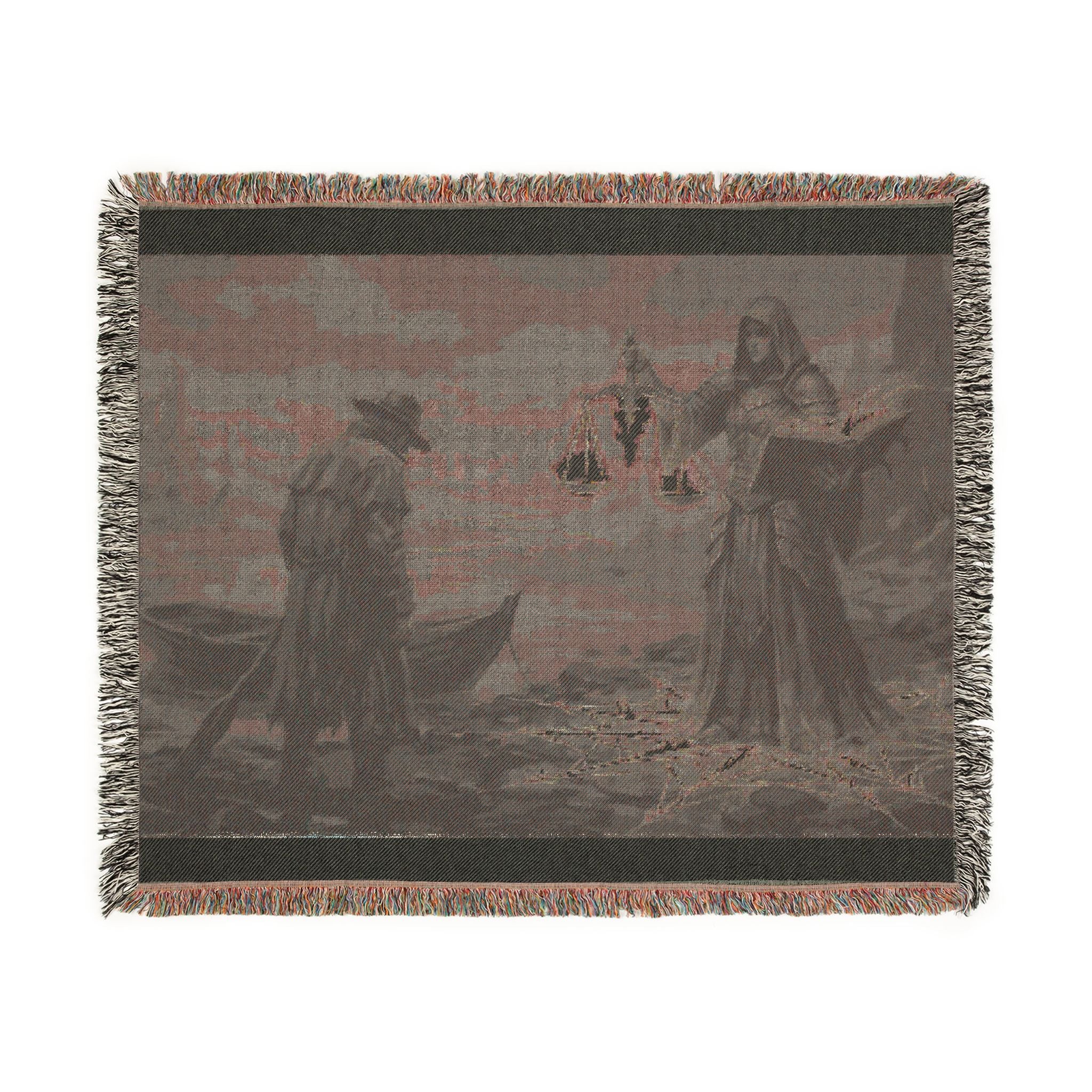 Old Sea Tale Woven Blanket — Viking Mythic Tapestry Throw
