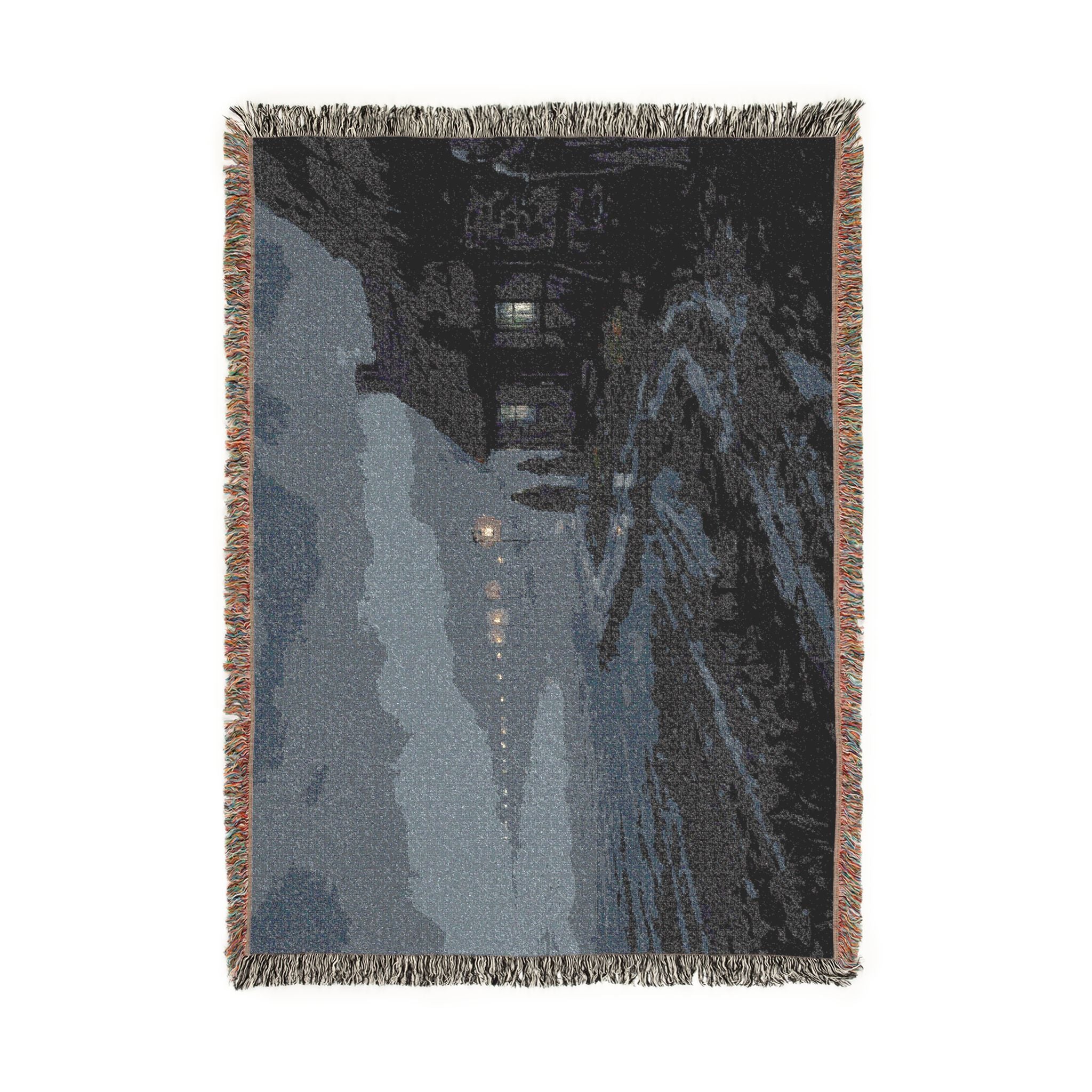 Cozy Coastal Cottage Woven Blanket — Nautical Seaside Throw for Home Decor
