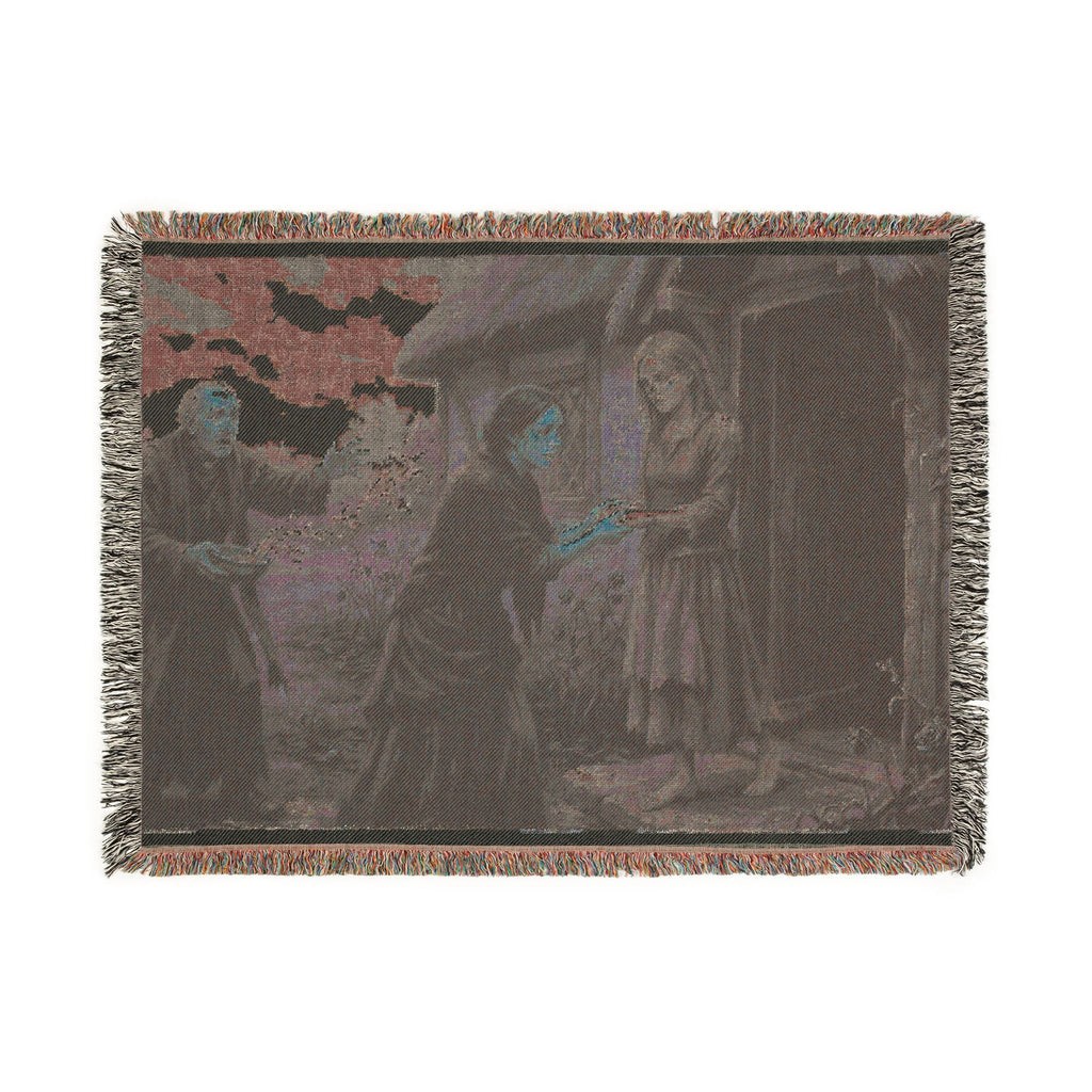 Woven Blanket: Vintage Storybook Cottage Scene Throw