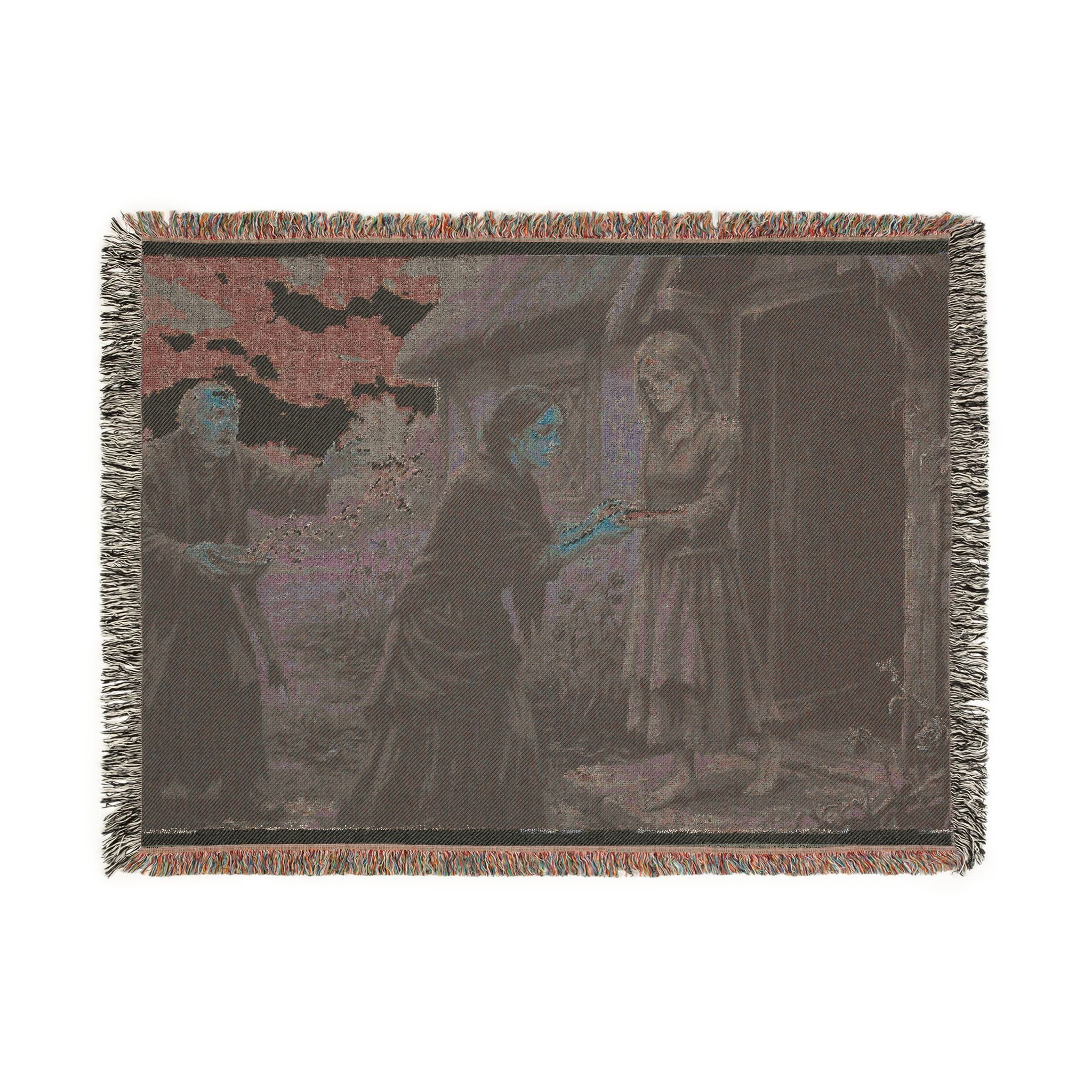 Woven Blanket: Vintage Storybook Cottage Scene Throw