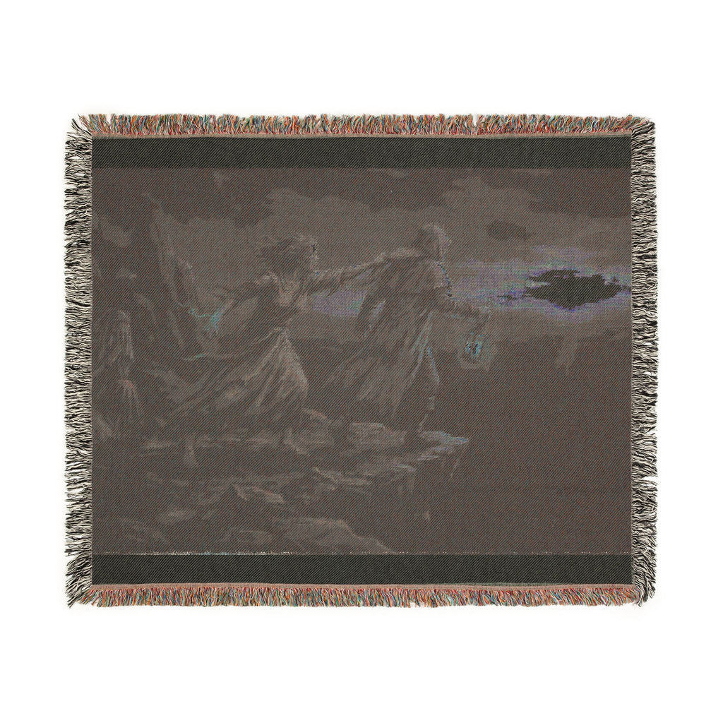 Grim Reaper Lantern Woven Blanket — Gothic Dark Fantasy Throw