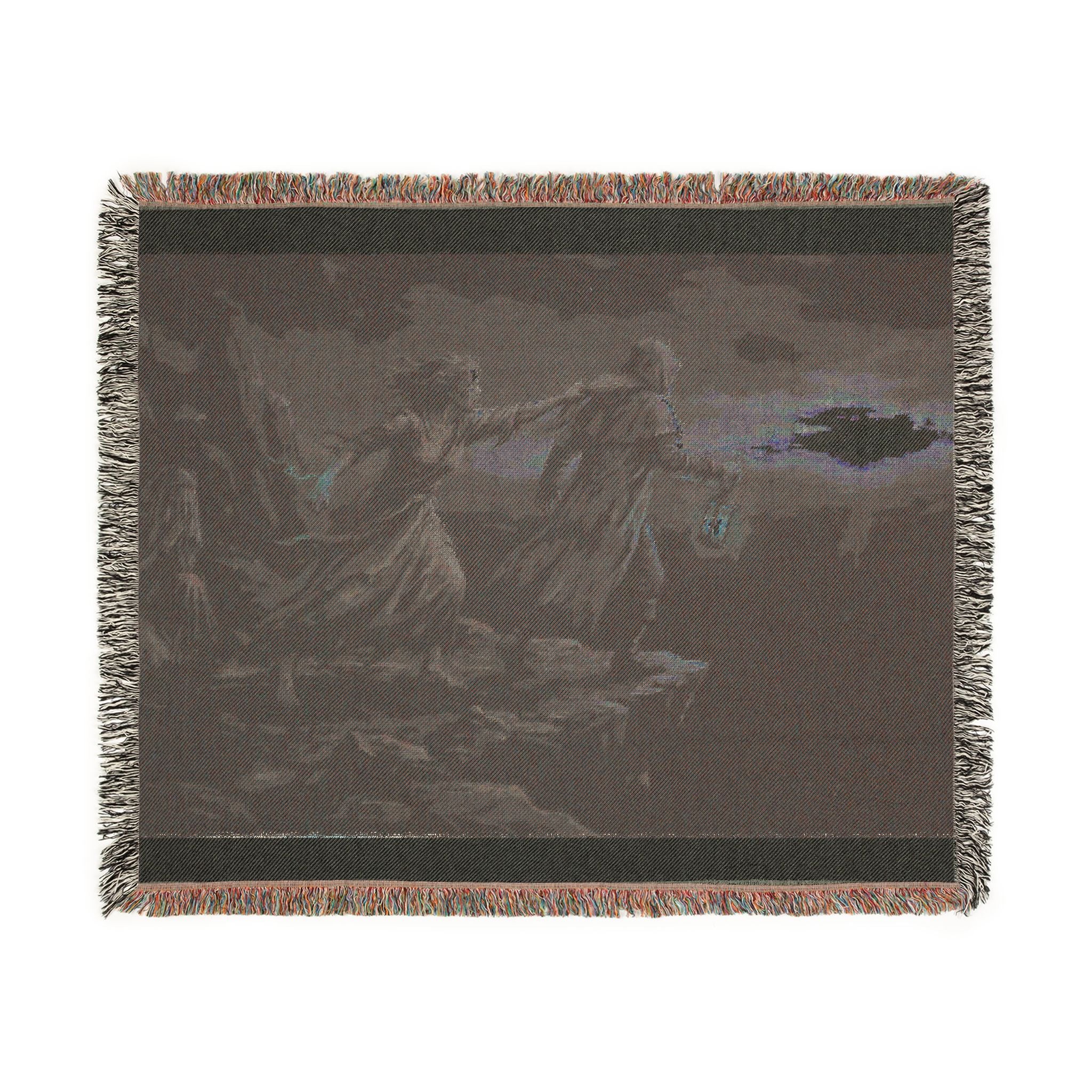 Grim Reaper Lantern Woven Blanket — Gothic Dark Fantasy Throw