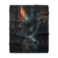 The Hunters Alley Sherpa Fleece Blanket - Neon Noir Dark Romance Throw