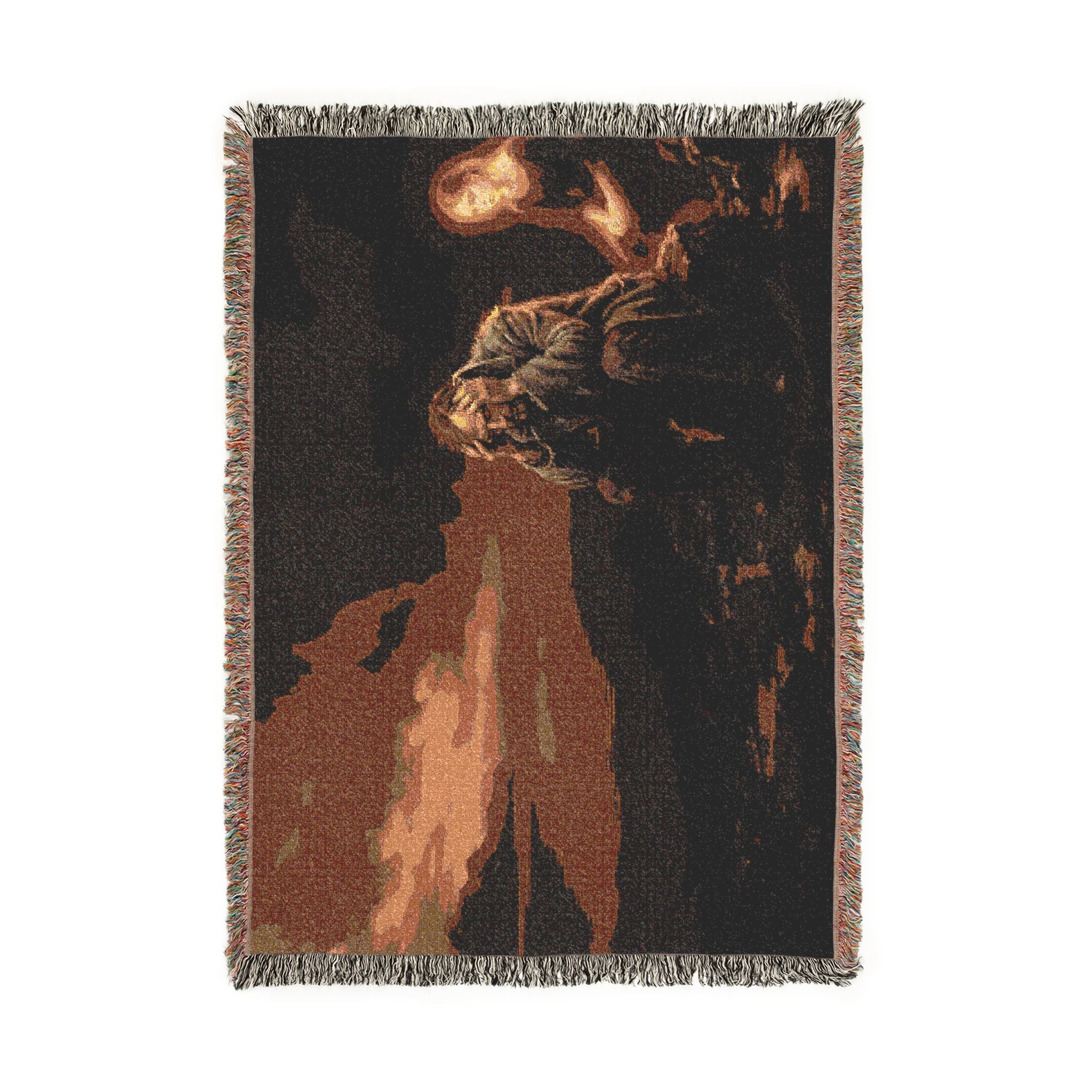Mystic Night Woven Blanket — Surreal Moonlit Landscape Throw