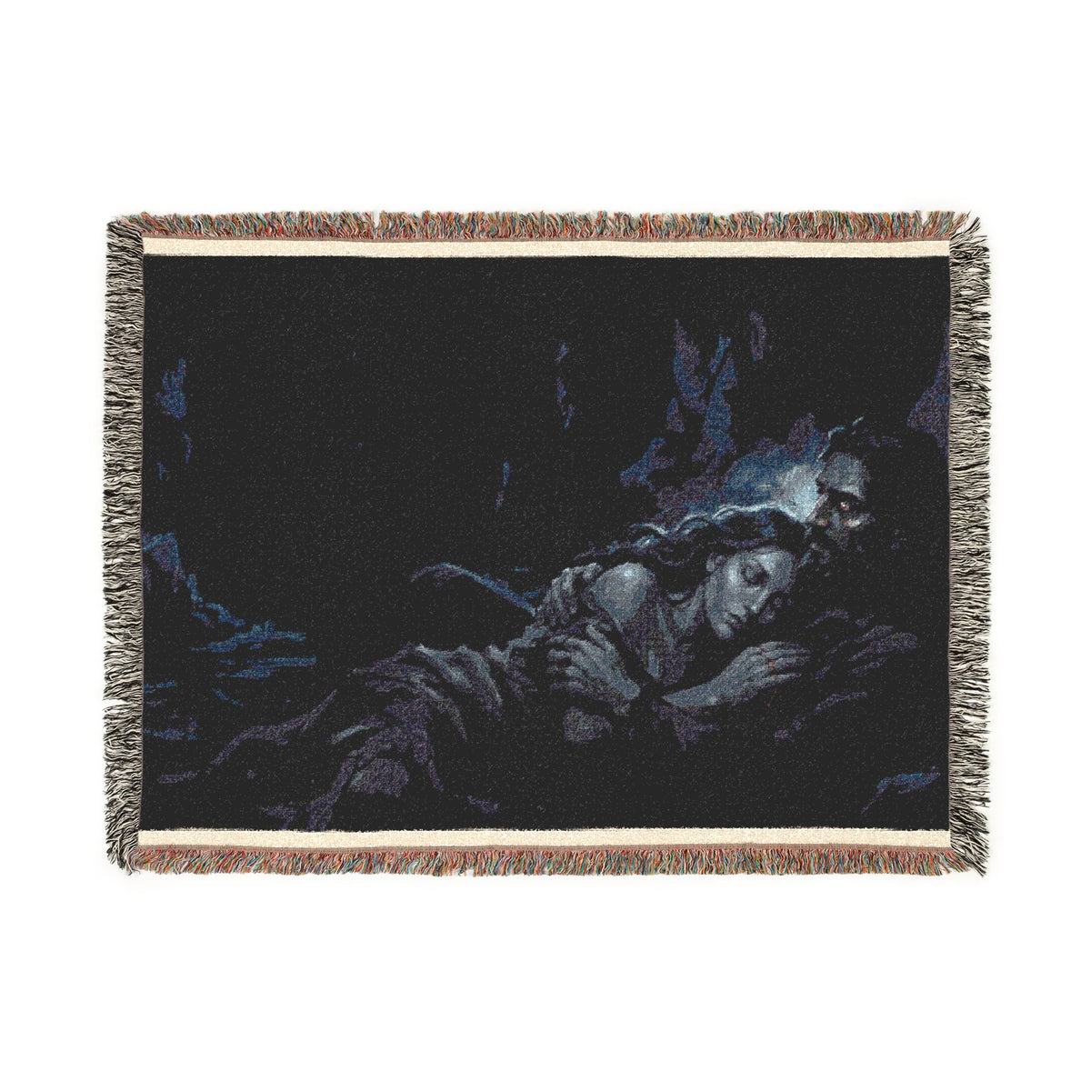 Moonlit Embrace Woven Blanket — Gothic Lovers Frostbound Night Throw