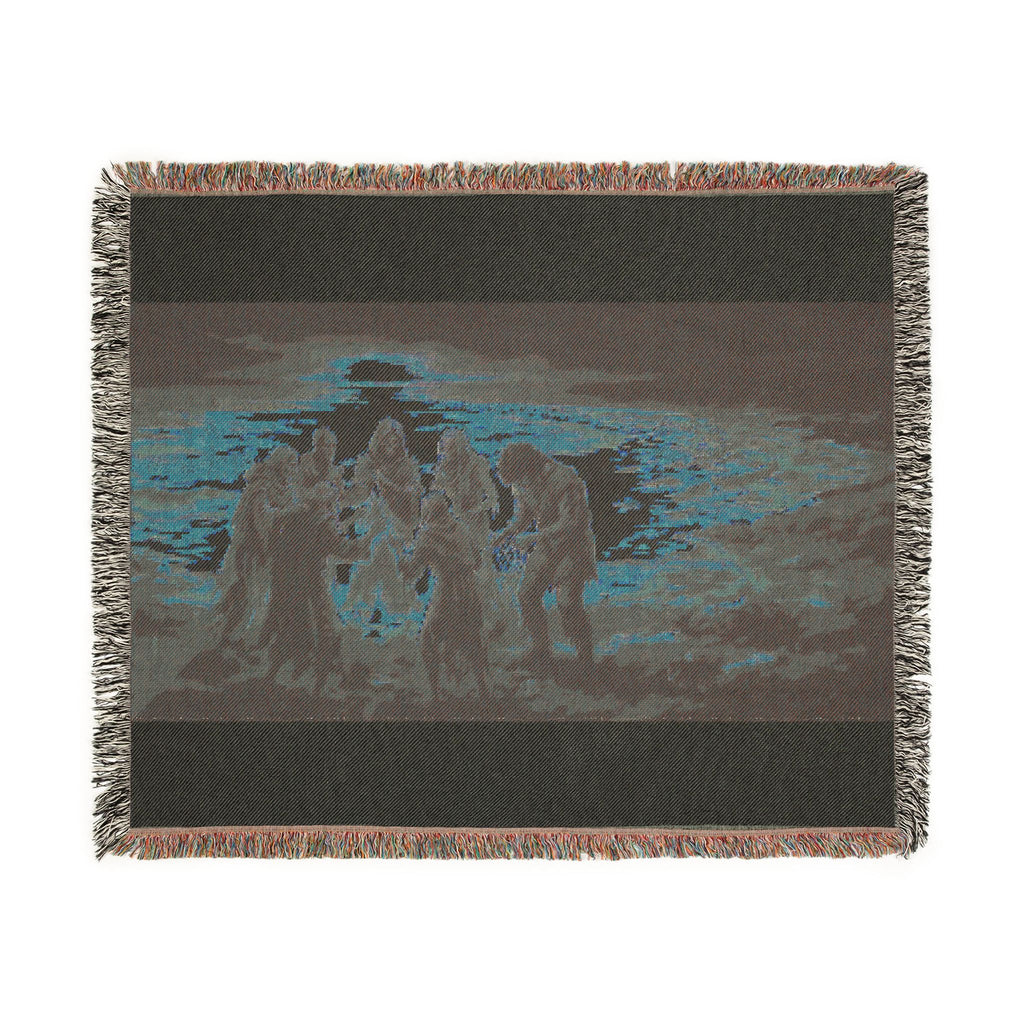 Nativity Scene Woven Blanket - Rustic Christmas Throw
