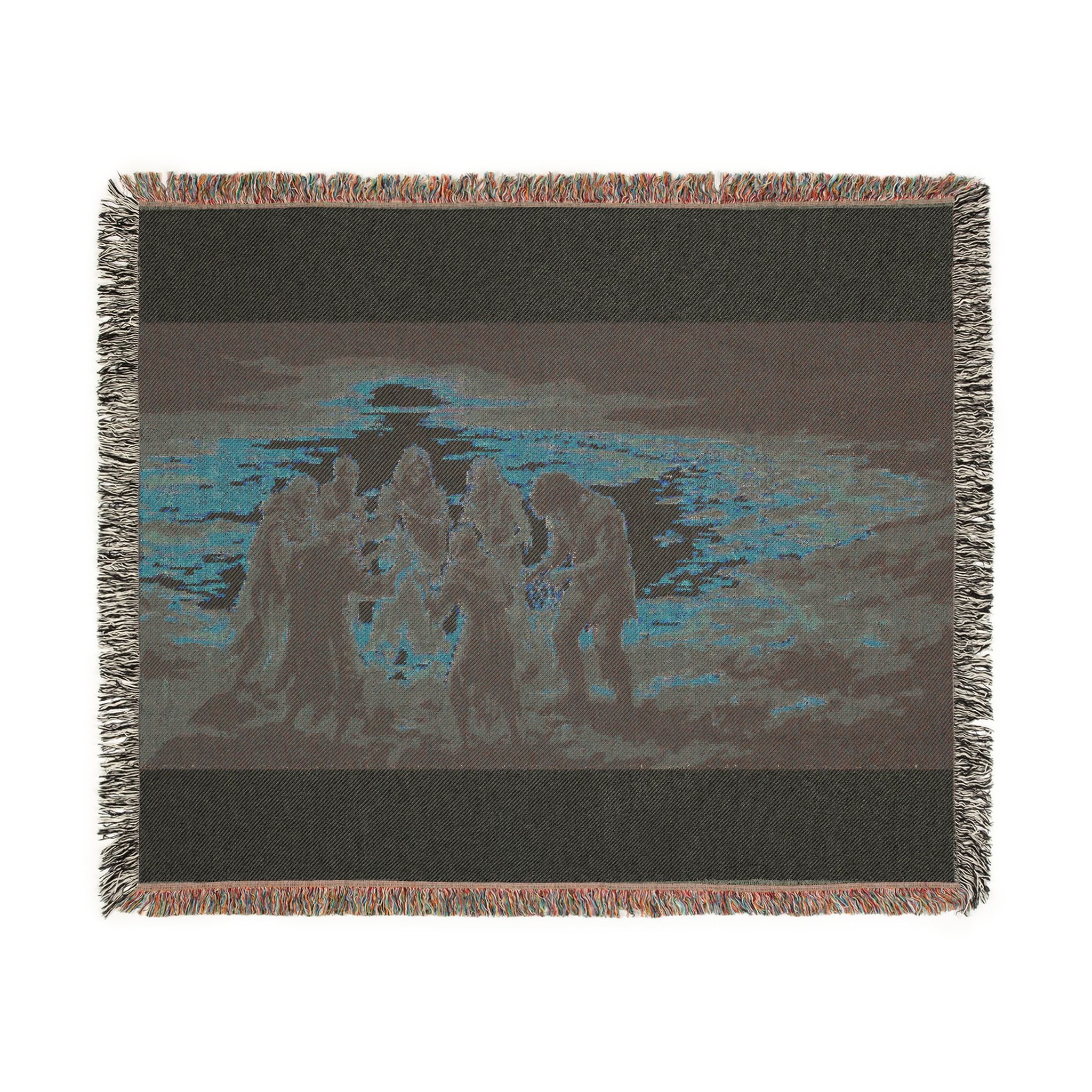 Nativity Scene Woven Blanket - Rustic Christmas Throw