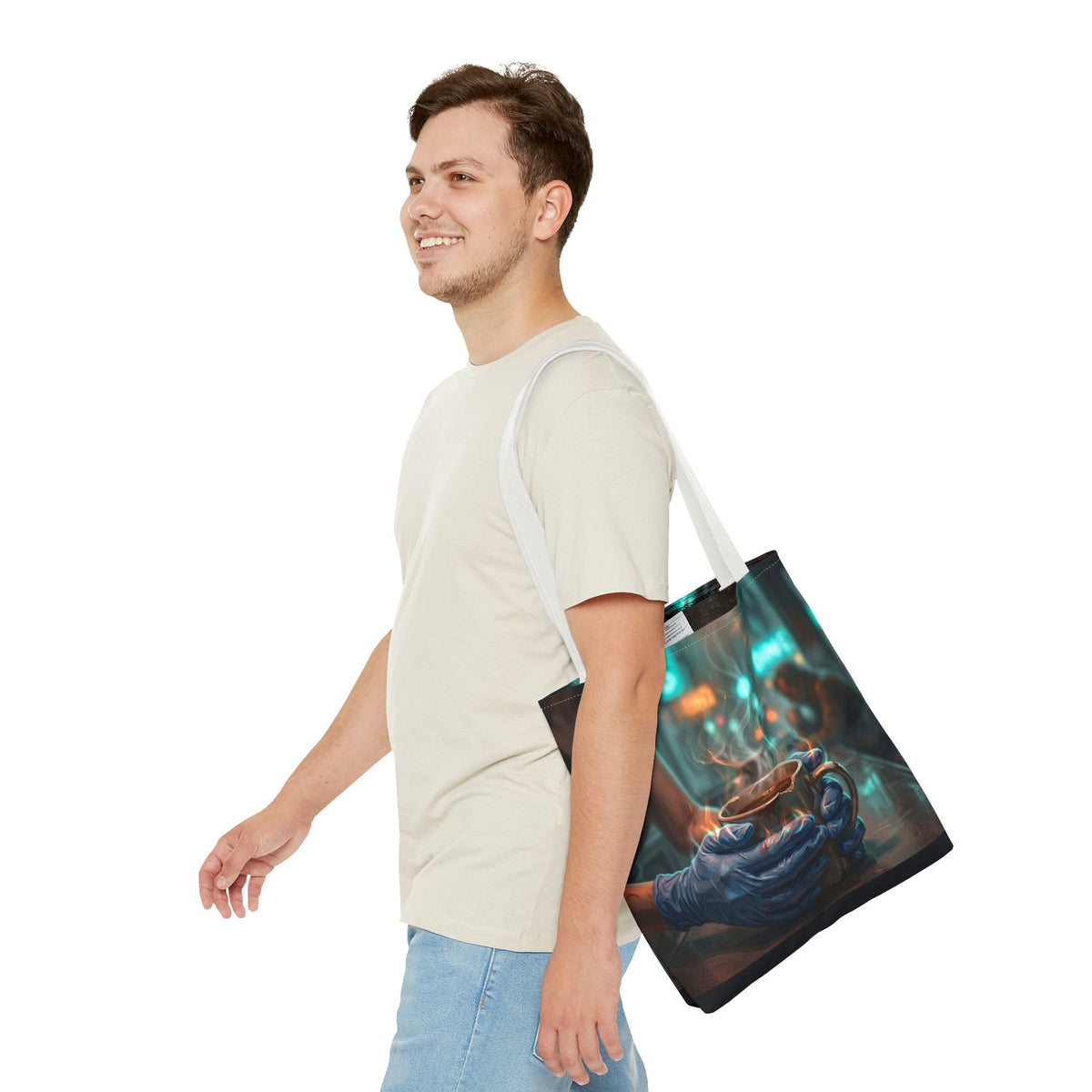 Cold Hands Warm Cup Tote Bag - Cozy Noir Diner Book Bag