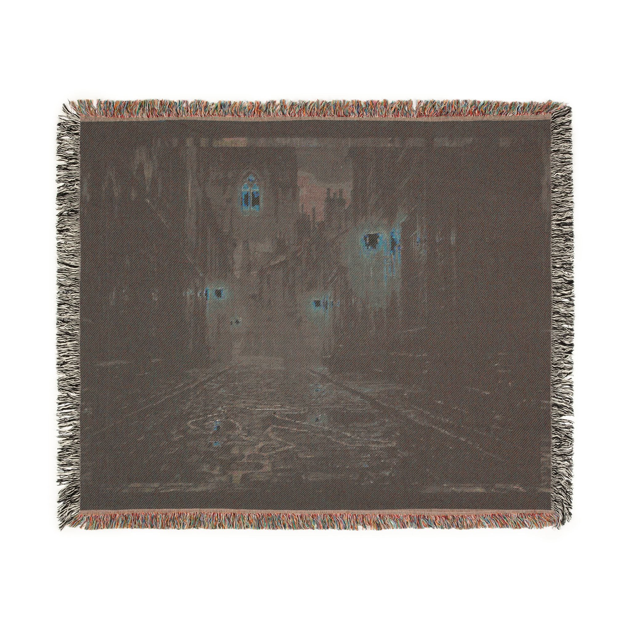 Candlelit Church Path Woven Blanket — Quiet Evening Prayer Throw